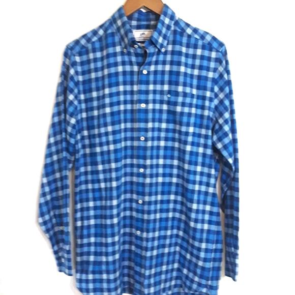 Southern Tide Other - Southern Tide Men Sz S Blue Logo Plaid Classic Fit 100% Cotton Button Down Shirt